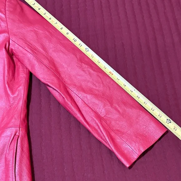 Vintage Women’s Newport News 100% Red Leather Trench Coat /Leopard Lining Sz L - Picture 11 of 11